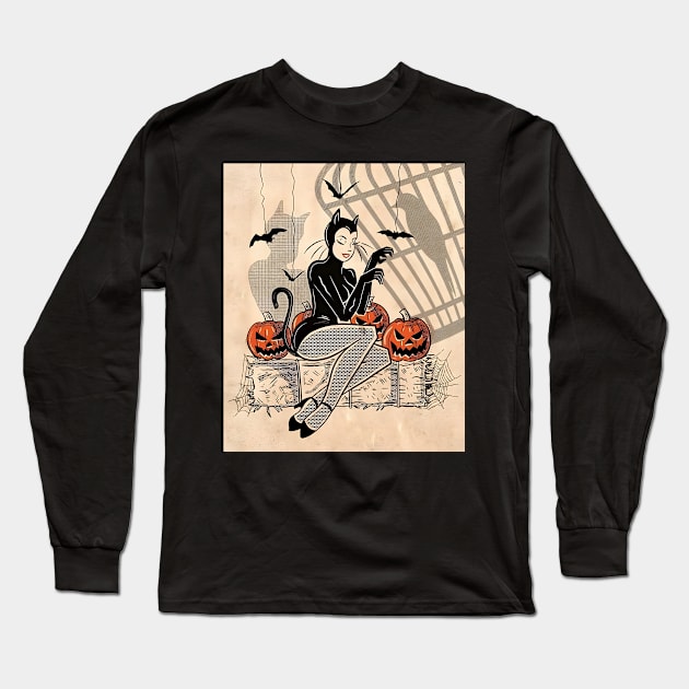 Vintage Halloween Long Sleeve T-Shirt by Penny Lane Designs Co.